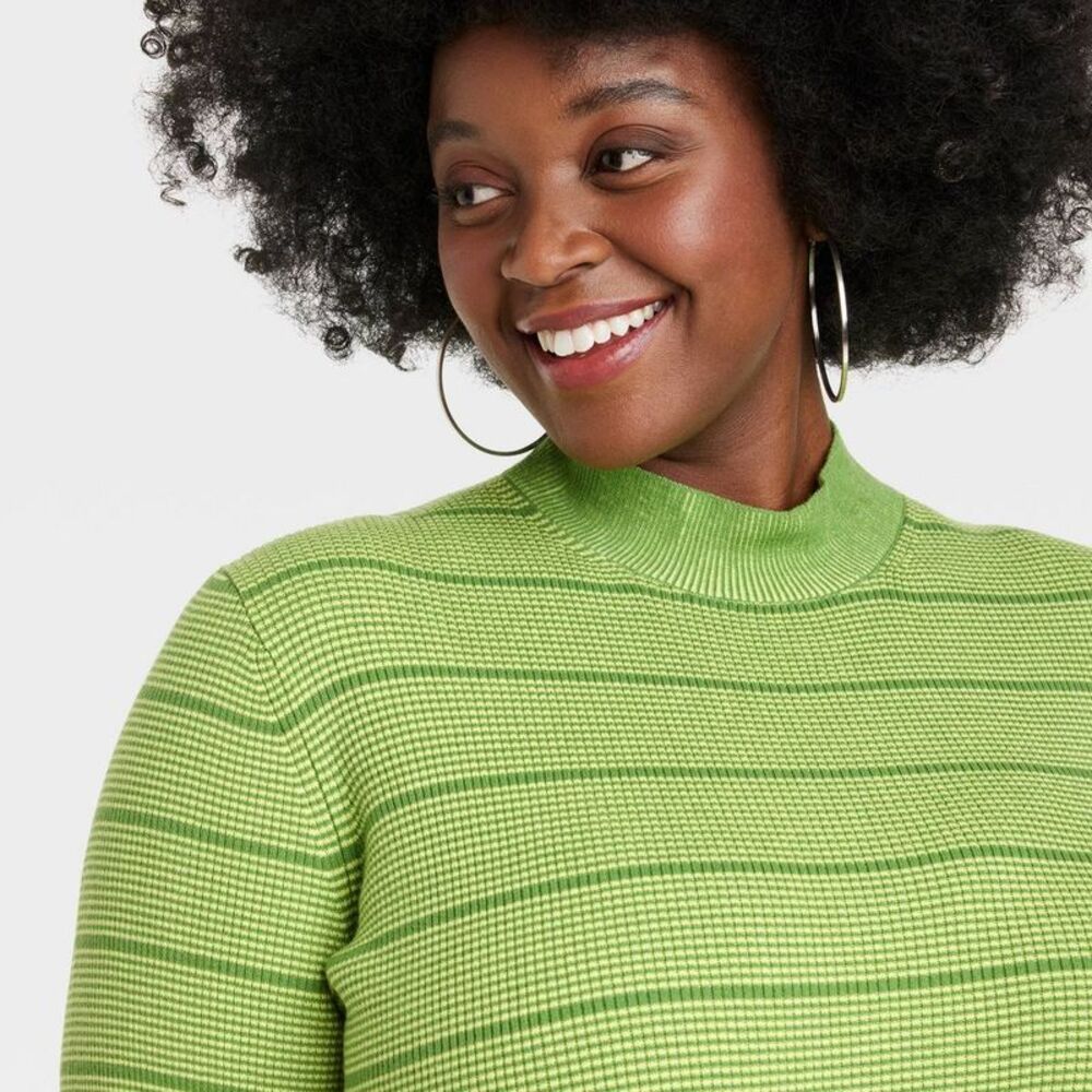 Women's High Neck Midi Knit Dress Long Sleeve - Picture 4 of 4